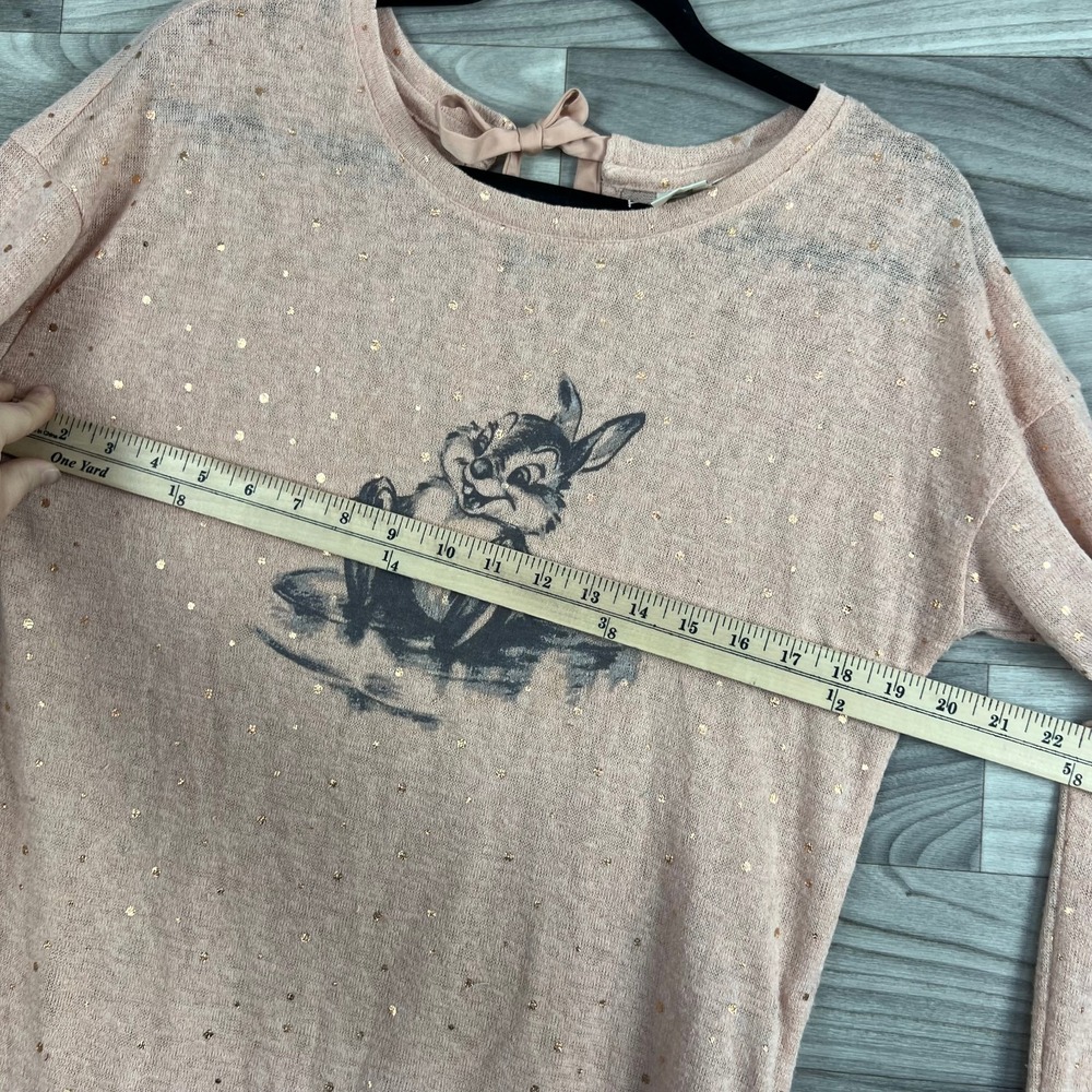 Disney By LC Sweater Womens XS Pink Sparkly Thumper‎ High Low Tunic Long Sleeve - Picture 9 of 12